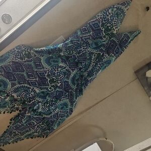 Charlie Paige Blue and Green Floral Scarf